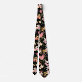 Bruiloft ornamenten patroon Zwart BG Stropdas (Achterkant)