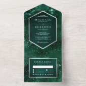 Bruiloft Outer Space Universe Smaragdgroene Melkwe All In One Uitnodiging (Binnen)