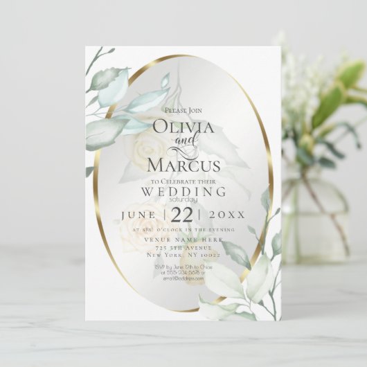 Bruiloft | Ovale Waterverf Ivory Yellow Blush Roze Kaart (Staand voorkant)