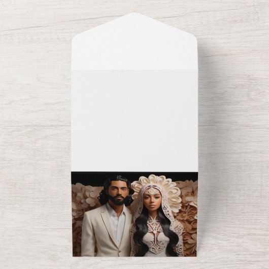 bruiloft Paar 2 RSVP All In One Uitnodiging (Buitenkant)