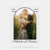Bruiloft Paar Custom Gebogen Foto Naam en Datum Acryl Bord (Voorkant)
