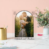 Bruiloft Paar Custom Gebogen Foto Naam en Datum Acryl Bord (Huwelijk)