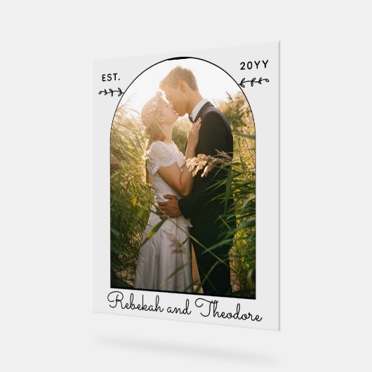 Bruiloft Paar Custom Gebogen Foto Naam en Datum Acryl Bord (Hoek)