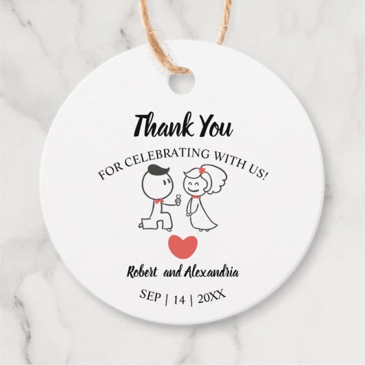 Bruiloft Paar Dank u voor de komende bruiloft Bedankjes Labels (Voorkant)