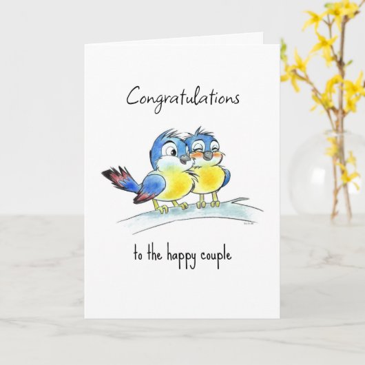 bruiloft paar felicitaties bericht kaart (Gele Bloem)