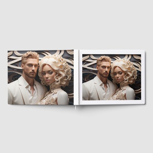 Bruiloft paar gekleed in wit gastenboek (Volledig)