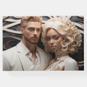 Bruiloft paar gekleed in wit gastenboek (Achterkant)