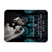 Bruiloft Paar gemaakt van papier op blauwe boom va Magneet (Horizontaal)