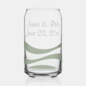 Bruiloft Paar Groene Seafoam Waves Drinkware Set Blikvorm Glas (Voorkant)