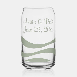 Bruiloft Paar Groene Seafoam Waves Drinkware Set Blikvorm Glas