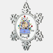 Bruiloft Paar in Auto Kerstmis Sneeuwvlok Ornament (Rechts)