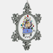 Bruiloft Paar in Auto Kerstmis Sneeuwvlok Ornament (Links)