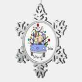Bruiloft Paar in Auto Kerstmis Sneeuwvlok Ornament (Rechts)