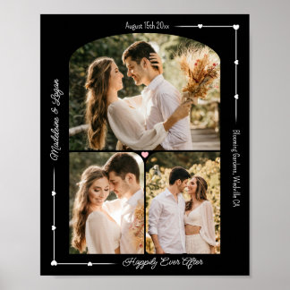 Bruiloft Paar Moderne Harten Custom Foto Collage Poster