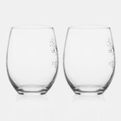 Bruiloft Paar Naam Logo Wijnglas Zonder Voet (Rechts)