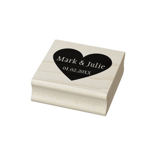 Bruiloft paar namen en datum in hart kunst stempel (Stempel)