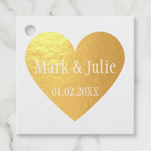 Bruiloft paar namen en datum in hart kunst stempel bedankjes labels (Voorkant)