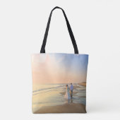 Bruiloft paar op het strand Canvas tas (Achterkant)