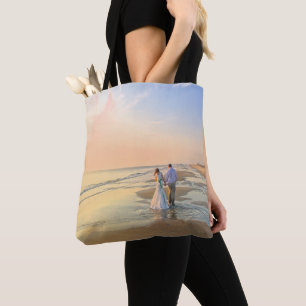 Bruiloft paar op het strand Canvas tas