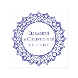 Bruiloft Paar Ronde Mandala Save The Date Zelfinktende Stempel