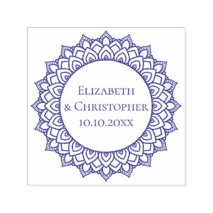 Bruiloft Paar Ronde Mandala Save The Date Zelfinktende Stempel