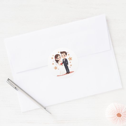 Bruiloft Paar Sticker (Envelop)