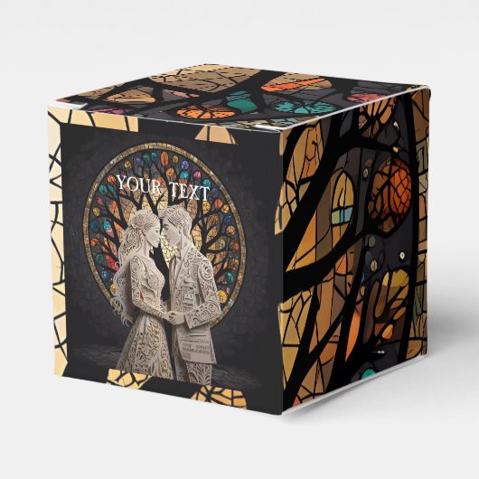 Bruiloft Paar & Tree of Life Wijn Tas Bedankdoosjes (Voorkant Zijde)