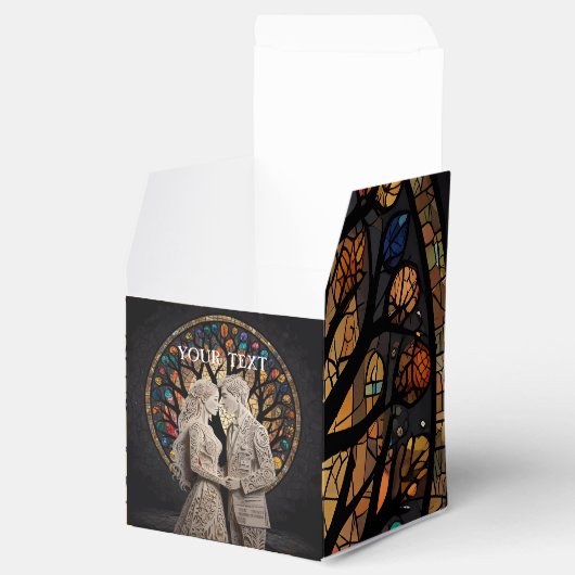 Bruiloft Paar & Tree of Life Wijn Tas Bedankdoosjes (Geopend)