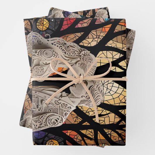 Bruiloft Paar & Tree of Life Wijn Tas Inpakpapier Vel (In situ)