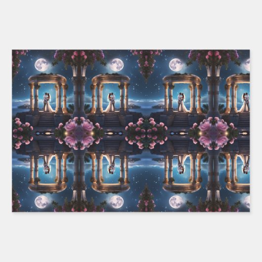 Bruiloft paar zoenen in een Romeinse ruïne Inpakpapier Vel (Voorkant 3)