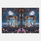 Bruiloft paar zoenen in een Romeinse ruïne Inpakpapier Vel (Voorkant)