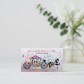 Bruiloft Paard & Koets Bloemen & Vlinders 3 Visitekaartje (Staand voorkant)