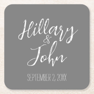 Bruiloft Paar's Naam en Datum Papier Onderzetters