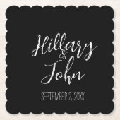 Bruiloft Paar's Naam en Datum Papier Onderzetters (Voorkant)