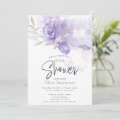 Bruiloft | Paars Rustisch Roos Kaart (Staand voorkant)