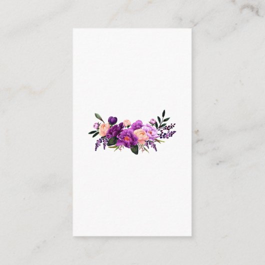 Bruiloft Paarse Bloemen Foto Registry Invoegen Kaa Informatiekaartje (Achterkant)