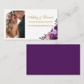 Bruiloft Paarse bloemfoto website invoegen Kaart P (Voorkant / Achterkant)