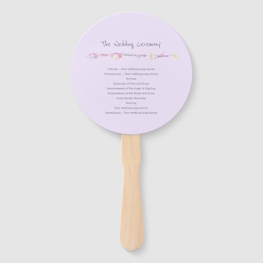 Bruiloft paarse boho veer kunst programma fans handwaaier (Achterkant)