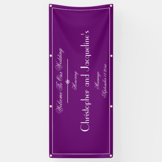 Bruiloft Paarse Custom Outdoor Welkom Spandoek (Verticaal)