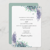 Bruiloft paarse en blauwgroen uitnodiging. Tuinblo Kaart (Voorkant / Achterkant)
