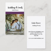 Bruiloft paarse en witte aangepaste foto visitekaartje (Voorkant / Achterkant)