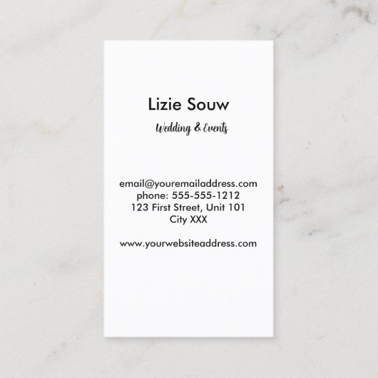 Bruiloft paarse en witte aangepaste foto visitekaartje (Achterkant)