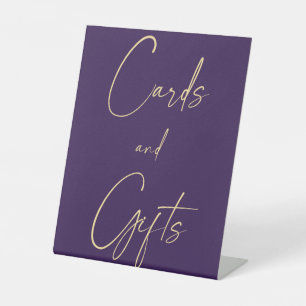 Bruiloft Paarse & gouden Kaarten & geschenken voet Reclamebord Met Voetstuk