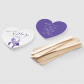 Bruiloft paarse iris bloemkunst programma fans handwaaier