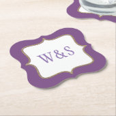 Bruiloft Paarse monogram papier Onderzetters (Gekanteld)