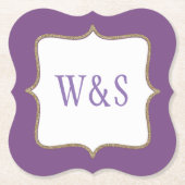 Bruiloft Paarse monogram papier Onderzetters (Voorkant)