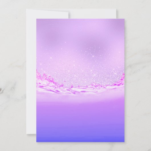 Bruiloft Paarse Oceaan Roze Vonk Bubbles Aqua Kaart (Achterkant)