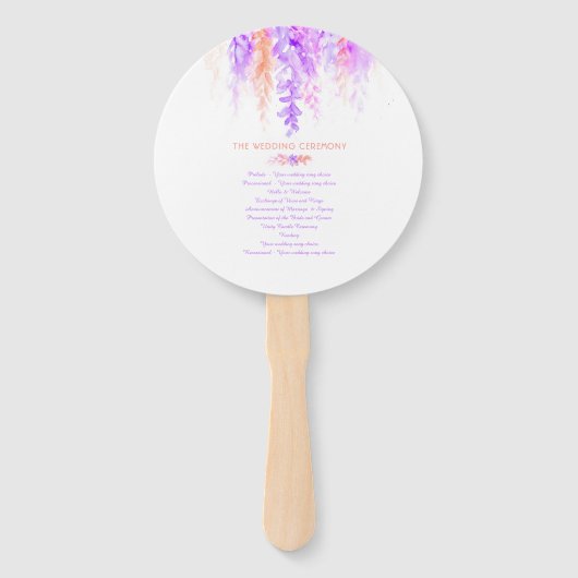 Bruiloft paarse oranje bloem cascade programma fan handwaaier (Achterkant)