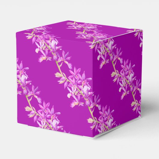 Bruiloft paarse orchidee bloem waterverf gunst bedankdoosjes (Achterkant)