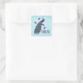 Bruiloft Paarse  Peacock DANK U V01C3 Vierkante Sticker (Tas)